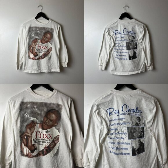 Jamie Foxx Ray Charles Movie Tee T Shirt Vintage Y2K Adult White Extra Small XS - Picture 10 of 15